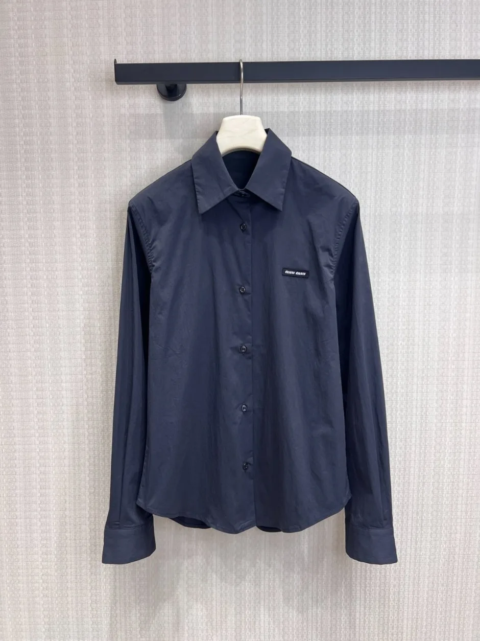 シンプル 合わせやすい ミュウミュウ シャツ 偽物 長袖シャツ トップス ブラック