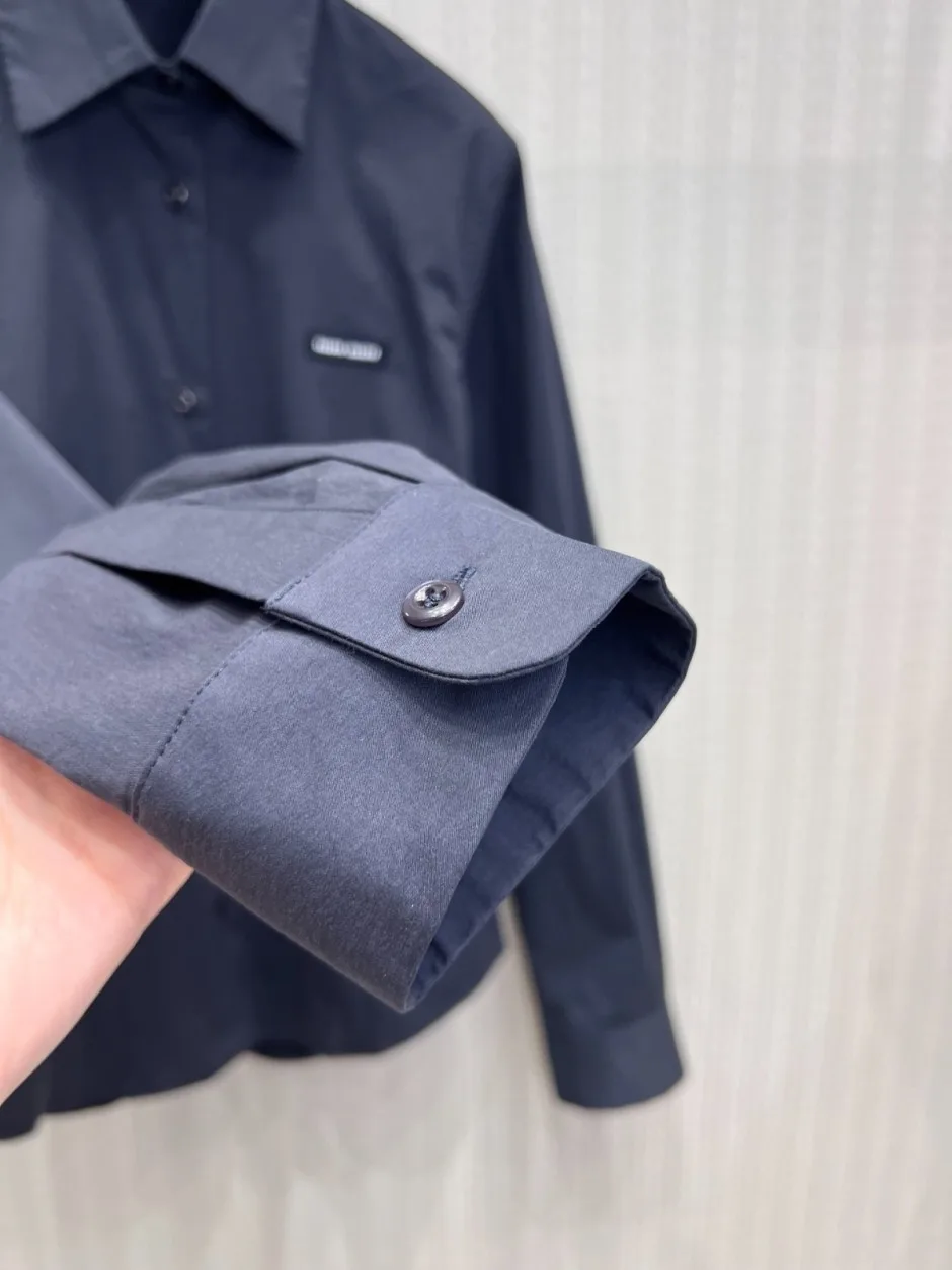 シンプル 合わせやすい ミュウミュウ シャツ 偽物 長袖シャツ トップス ブラック