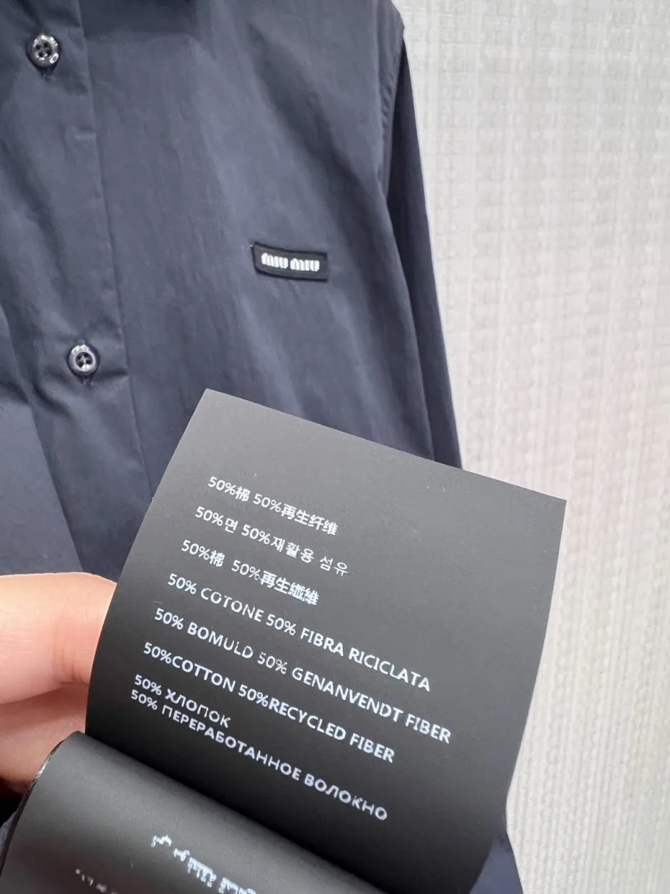 シンプル 合わせやすい ミュウミュウ シャツ 偽物 長袖シャツ トップス ブラック