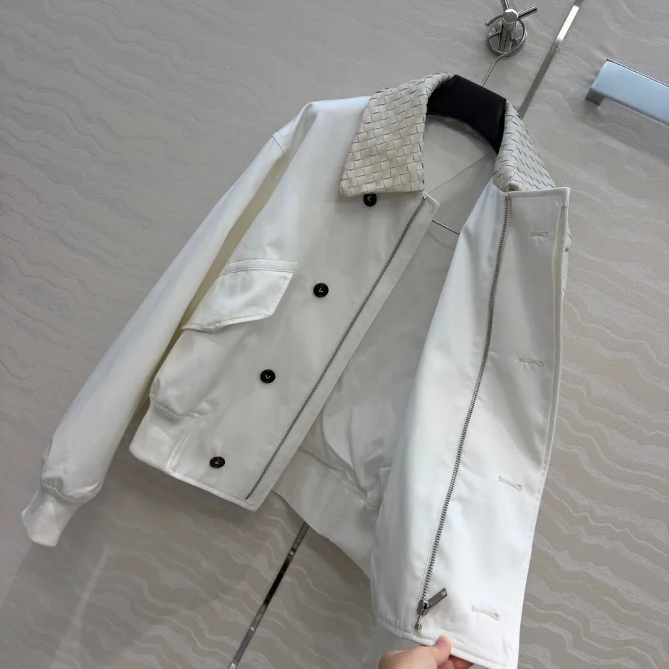 1789282442838382.webp 上品 カジュアル コットン ブルゾン ボッテガ・ヴェネタ ジャケット 偽物 ホワイト