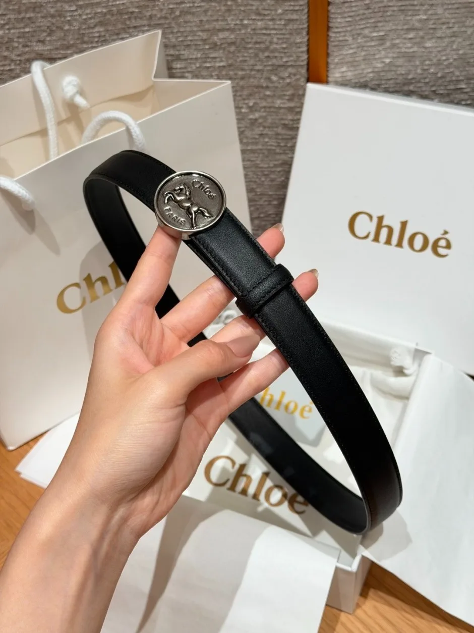 Chloé Horse Medal ベルト クロエ スーパーコピー 合わせやすい 25mm ブラック