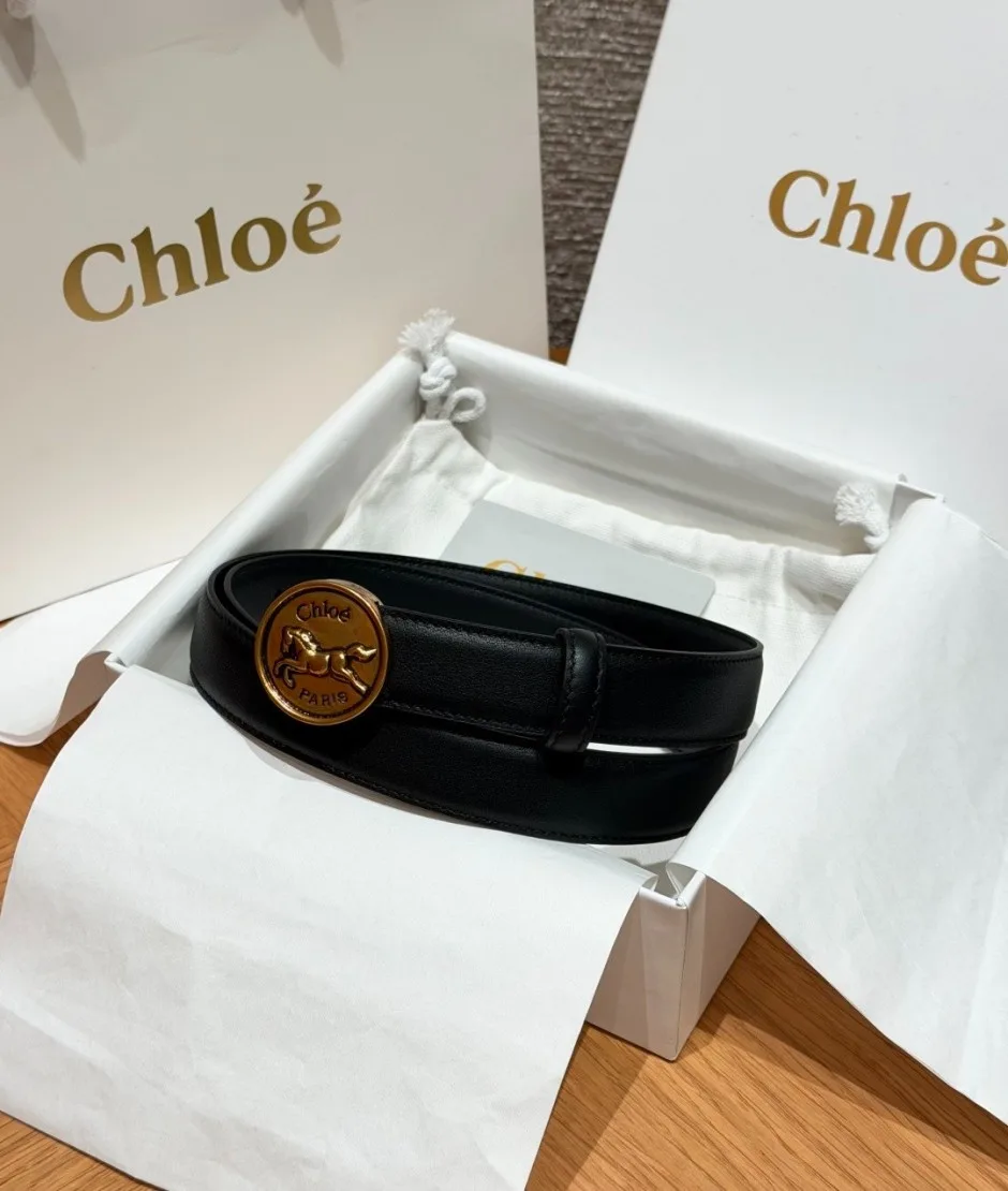 Chloé Horse Medal ベルト クロエ スーパーコピー 合わせやすい 25mm ブラック