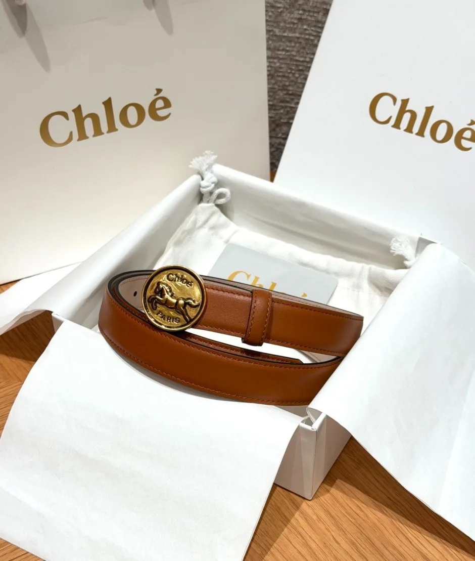 クロエ スーパーコピー Chloé Horse Medal ベルト 合わせやすい 25mm ブラウン