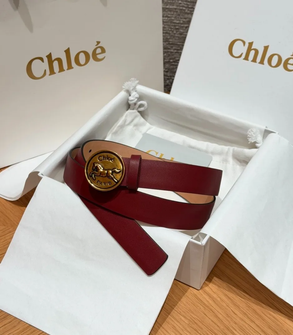 1789309134441693.webp 合わせやすい クロエ スーパーコピー Chloé Horse Medal ベルト 25mm ボルドー