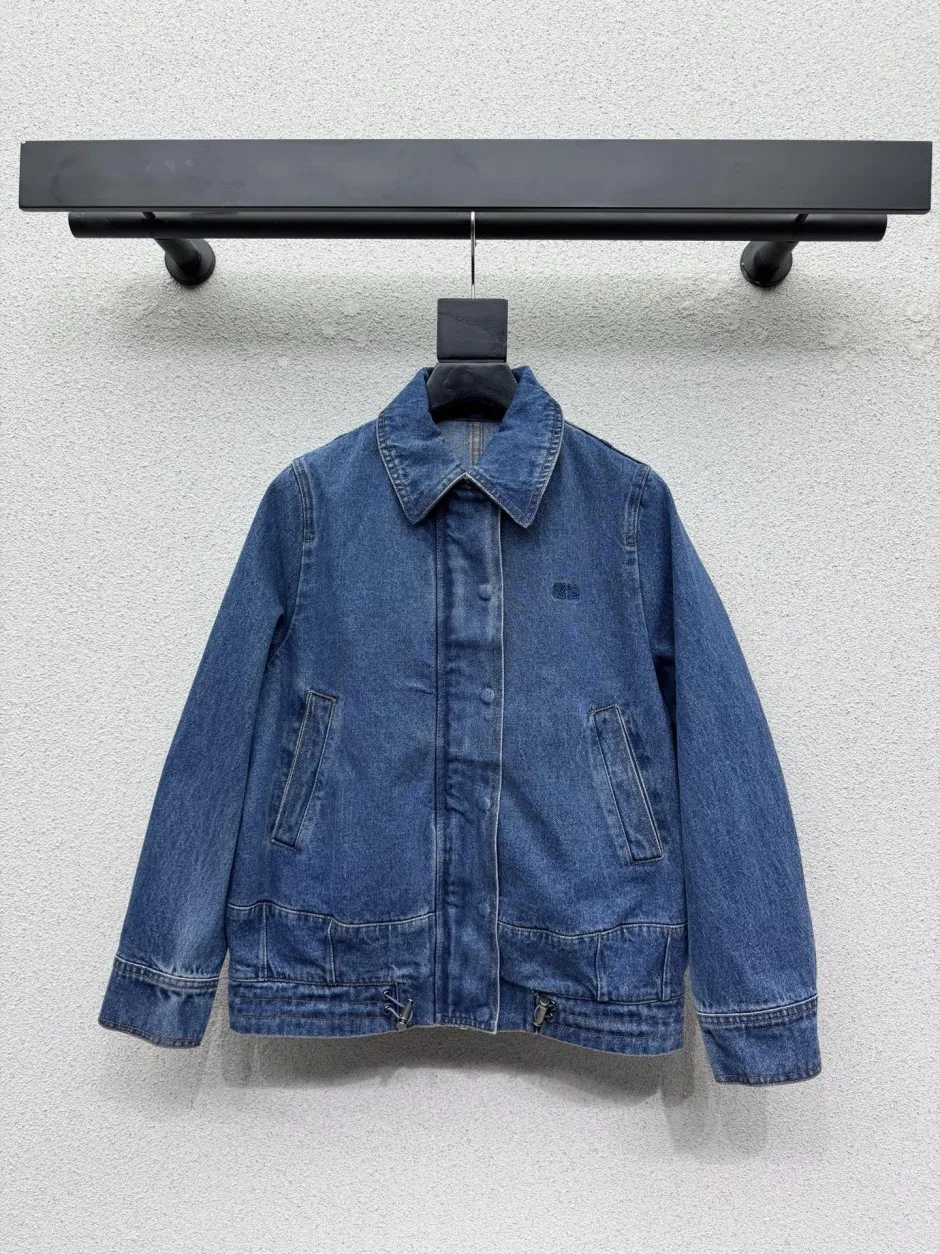 洗練された ロゴ刺繍 デニムブルゾン ロエベ ジャケット 偽物 合わせやすい