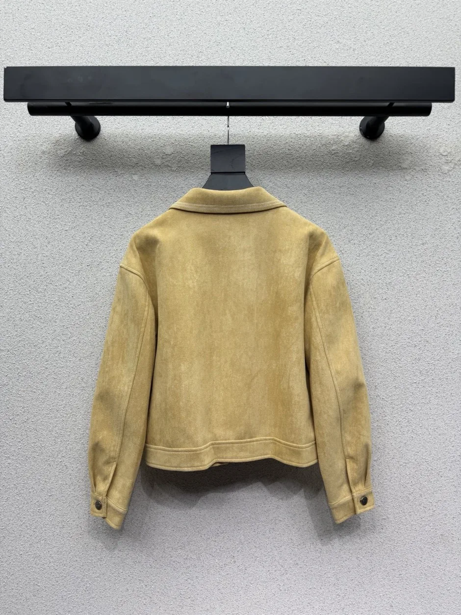 洗練された スエード ジップアップブルゾン ロエベ ジャケット 偽物 ロゴ刺繍