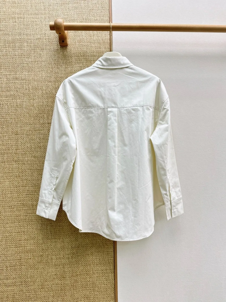 1789384204866287.webp シンプル 洗練された アナグラム刺繍 ロエベ シャツ 偽物 コットン トップス