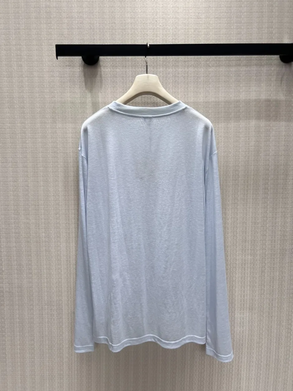 1789458636345148.webp カジュアル ロゴ 長袖Tシャツ ロエベ Tシャツ 偽物 合わせやすい ライトブルー
