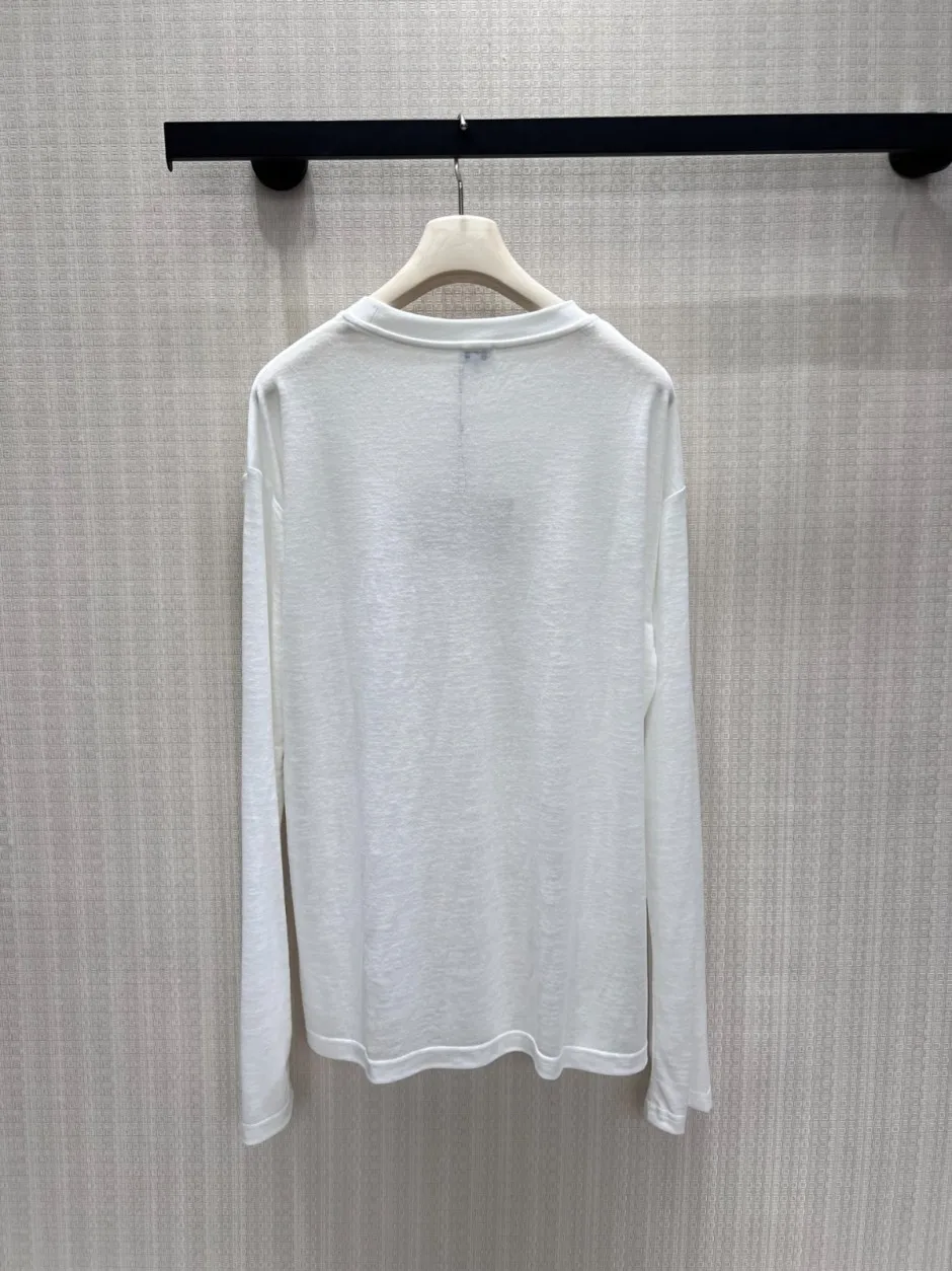 1789459019988433.webp カジュアル ロゴ 長袖Tシャツ ロエベ Tシャツ 偽物 合わせやすい ホワイト