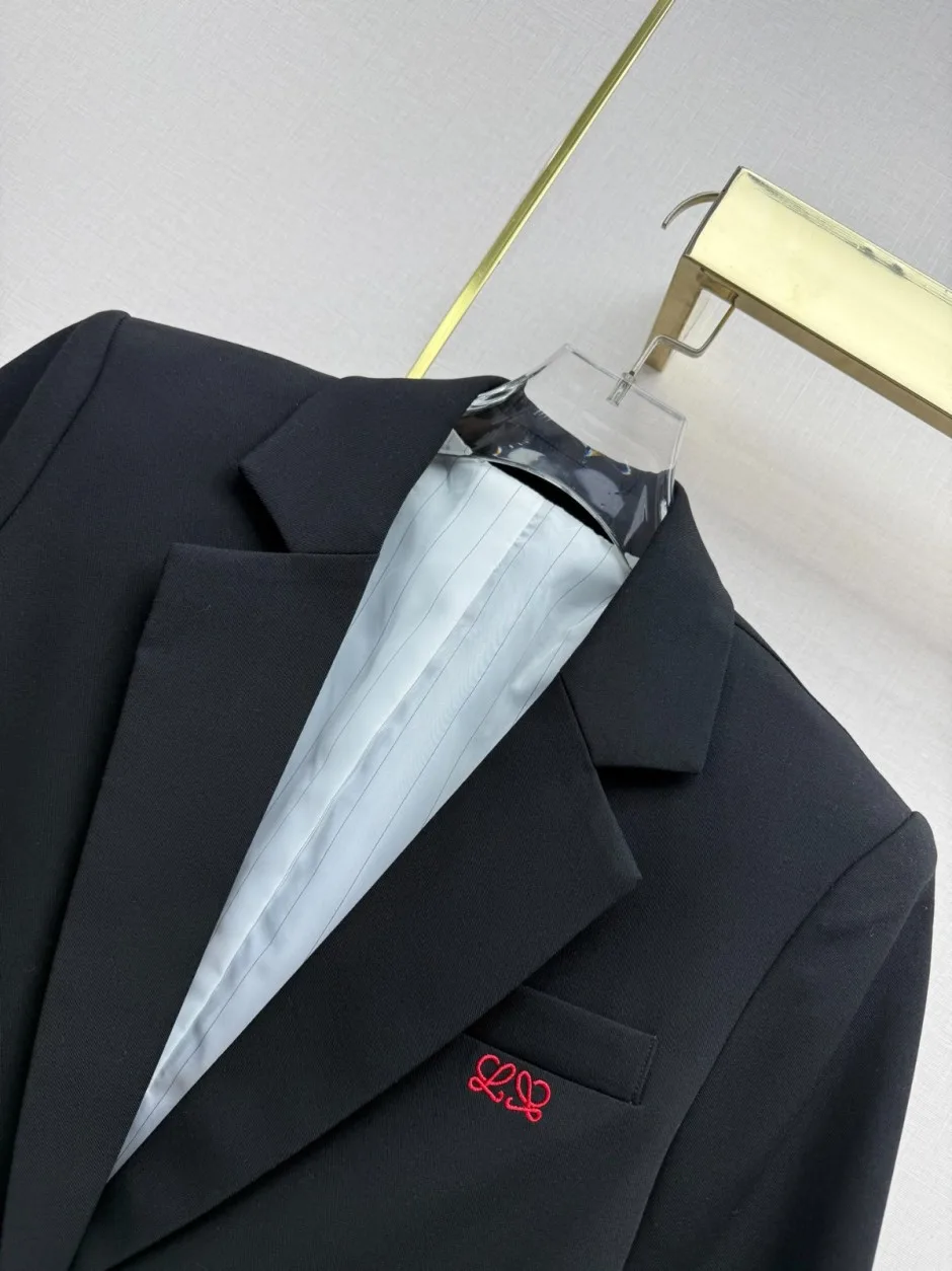 1789461756112928.webp シンプル 洗練された ロエベ ジャケット 偽物 1つボタン テーラードジャケット ブラック
