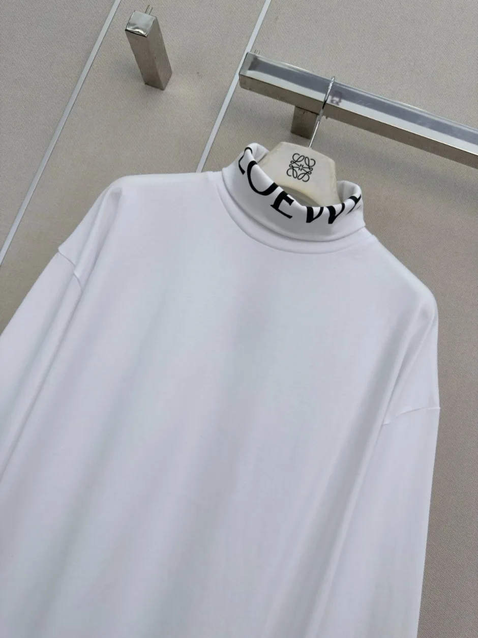 1789463116557102.webp お洒落 カジュアル ハイネック 長袖Tシャツ ロエベ Tシャツ 偽物 トップス ホワイト