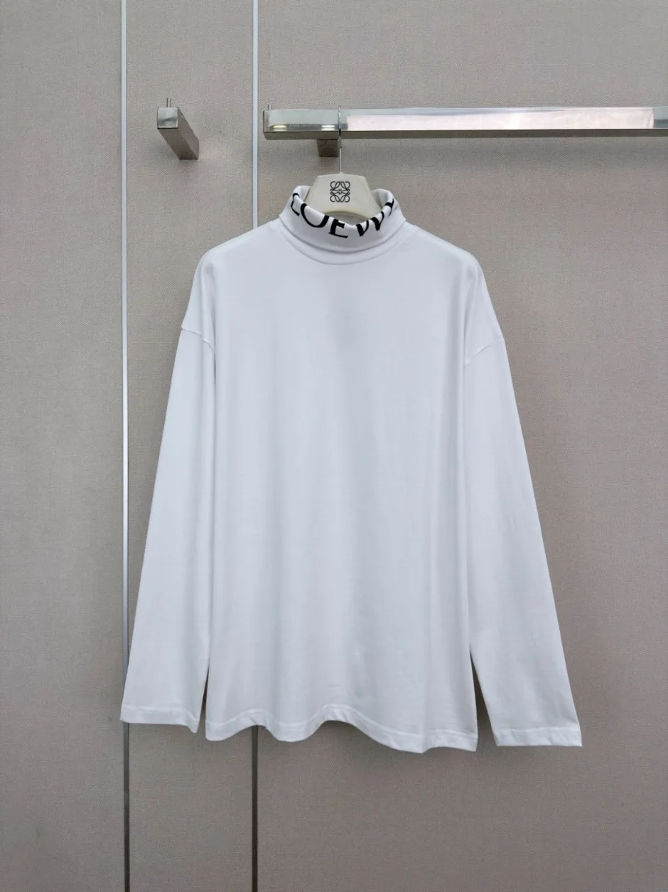 1789463116738046.webp お洒落 カジュアル ハイネック 長袖Tシャツ ロエベ Tシャツ 偽物 トップス ホワイト