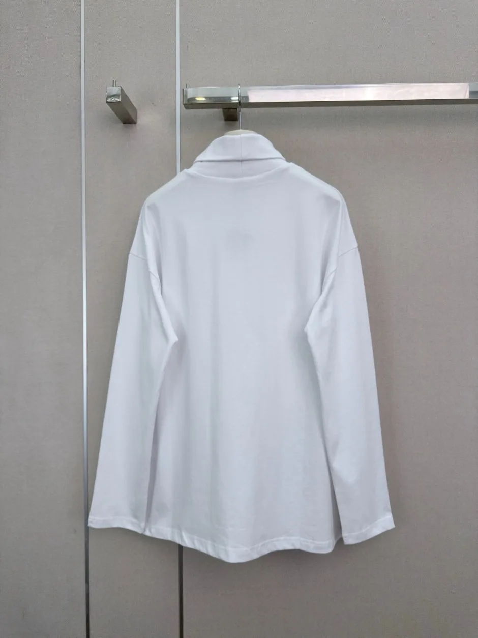 1789463120610380.webp お洒落 カジュアル ハイネック 長袖Tシャツ ロエベ Tシャツ 偽物 トップス ホワイト
