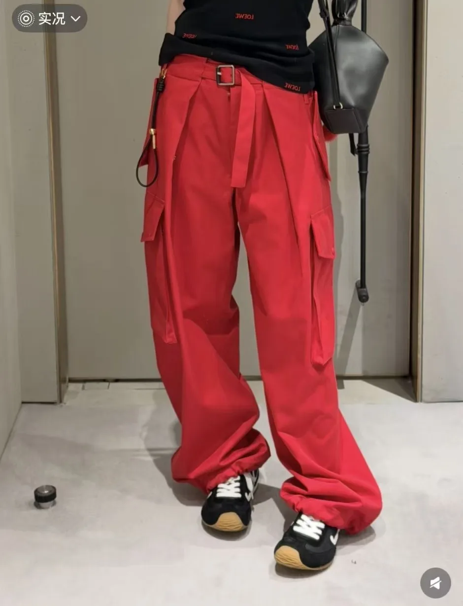 1789463920954213.webp スタイリッシュ カジュアル ゆったり ロエベ パンツ 偽物 カーゴパンツ レッド