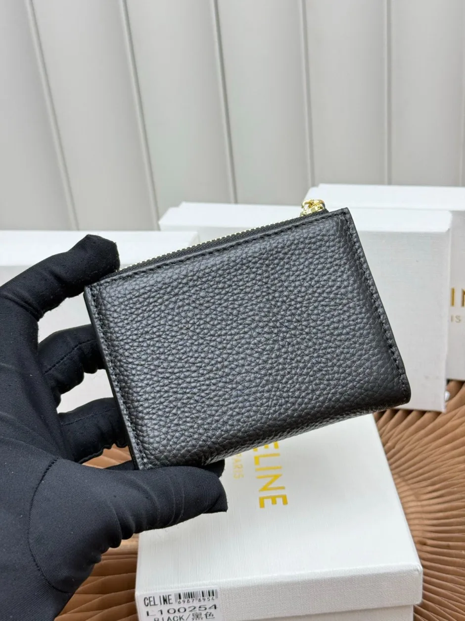 シンプル レザー 二つ折り財布 小銭入れ セリーヌ 財布 コピー ウォレット ブラック