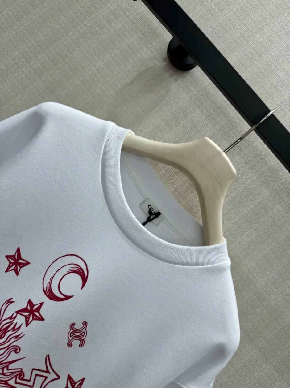 1789635078488286.webp カジュアル プリント入り スウェットシャツ セリーヌ Tシャツ コピー コットン