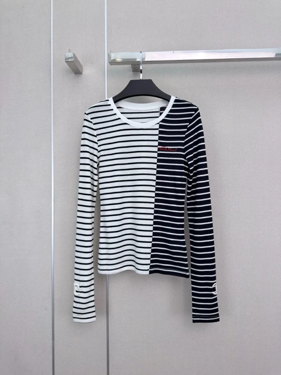 カジュアル 合わせやすい ボーダー柄 シャネル Tシャツ コピー 長袖Tシャツ