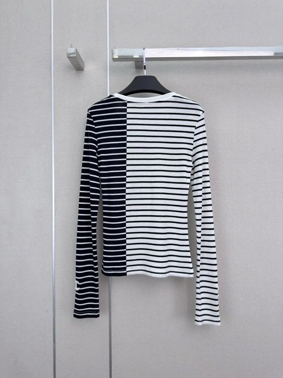 カジュアル 合わせやすい ボーダー柄 シャネル Tシャツ コピー 長袖Tシャツ