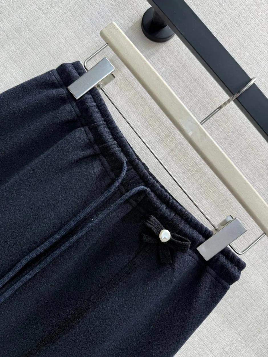 洗練された 可愛い リボン ワイドレッグパンツ シャネル パンツ コピー ブラック