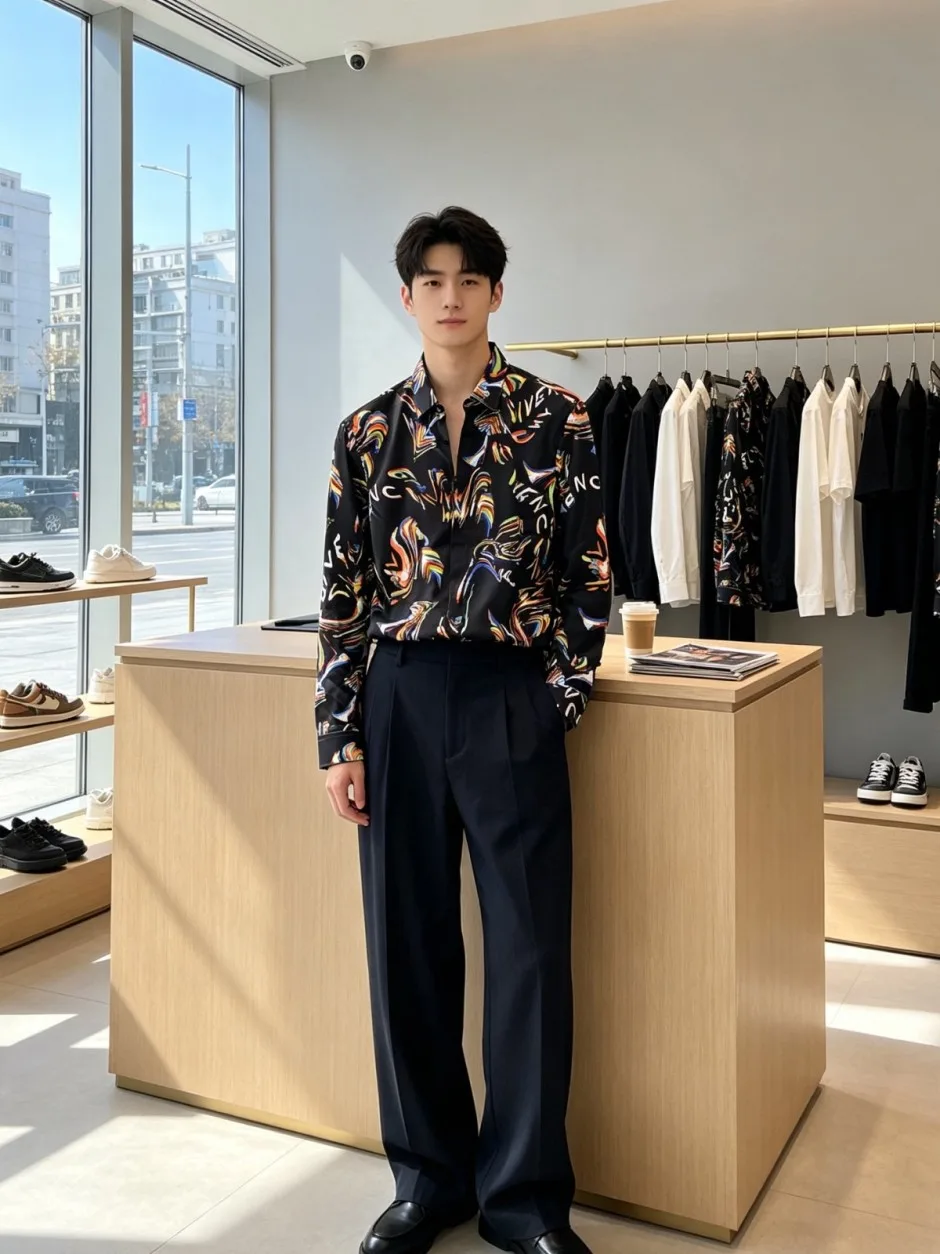 1790051376303963.webp 存在感抜群!カジュアル 総柄シャツ ジバンシィ シャツ コピー メンズ トップス